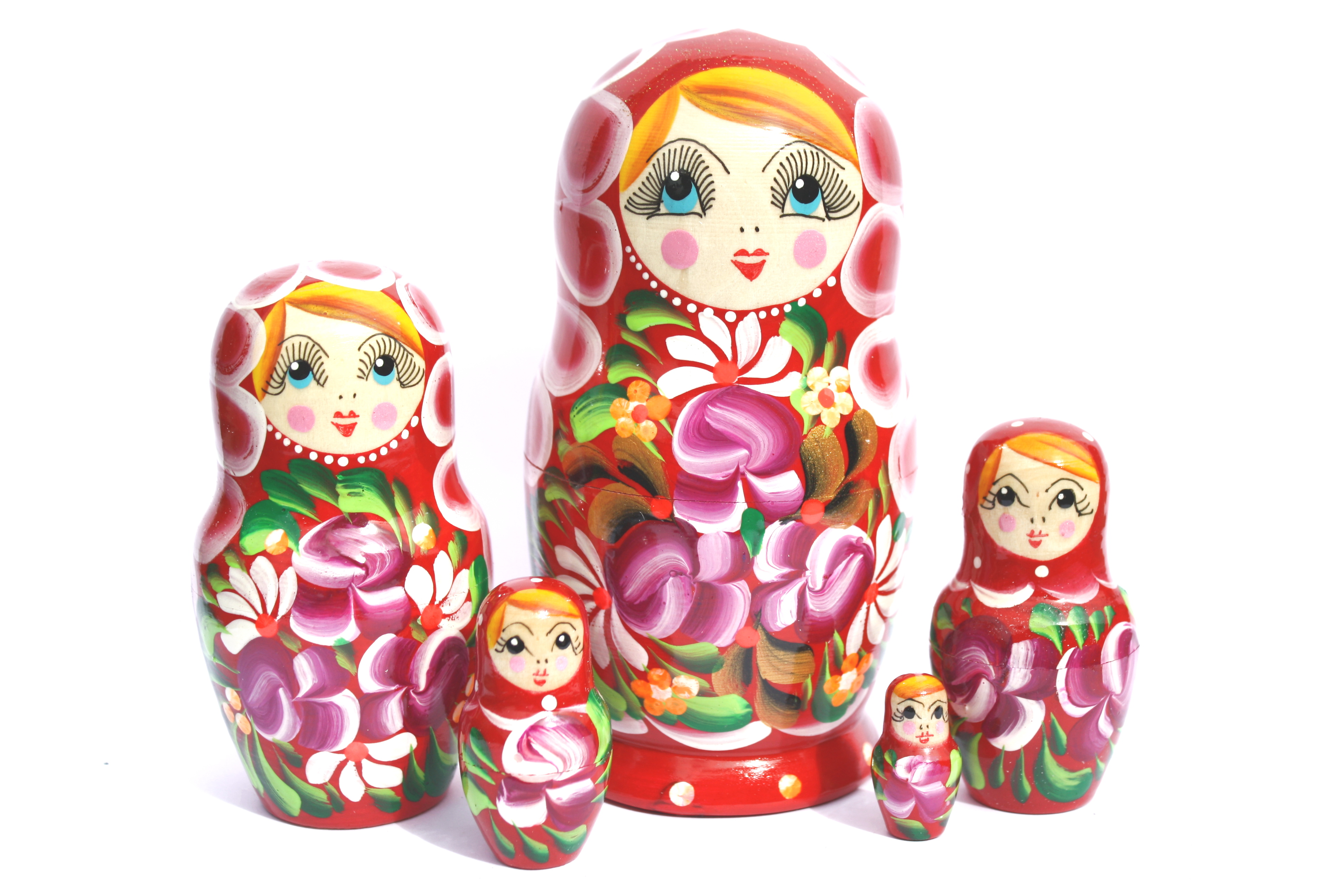 Nesting Dolls 5 ps Red