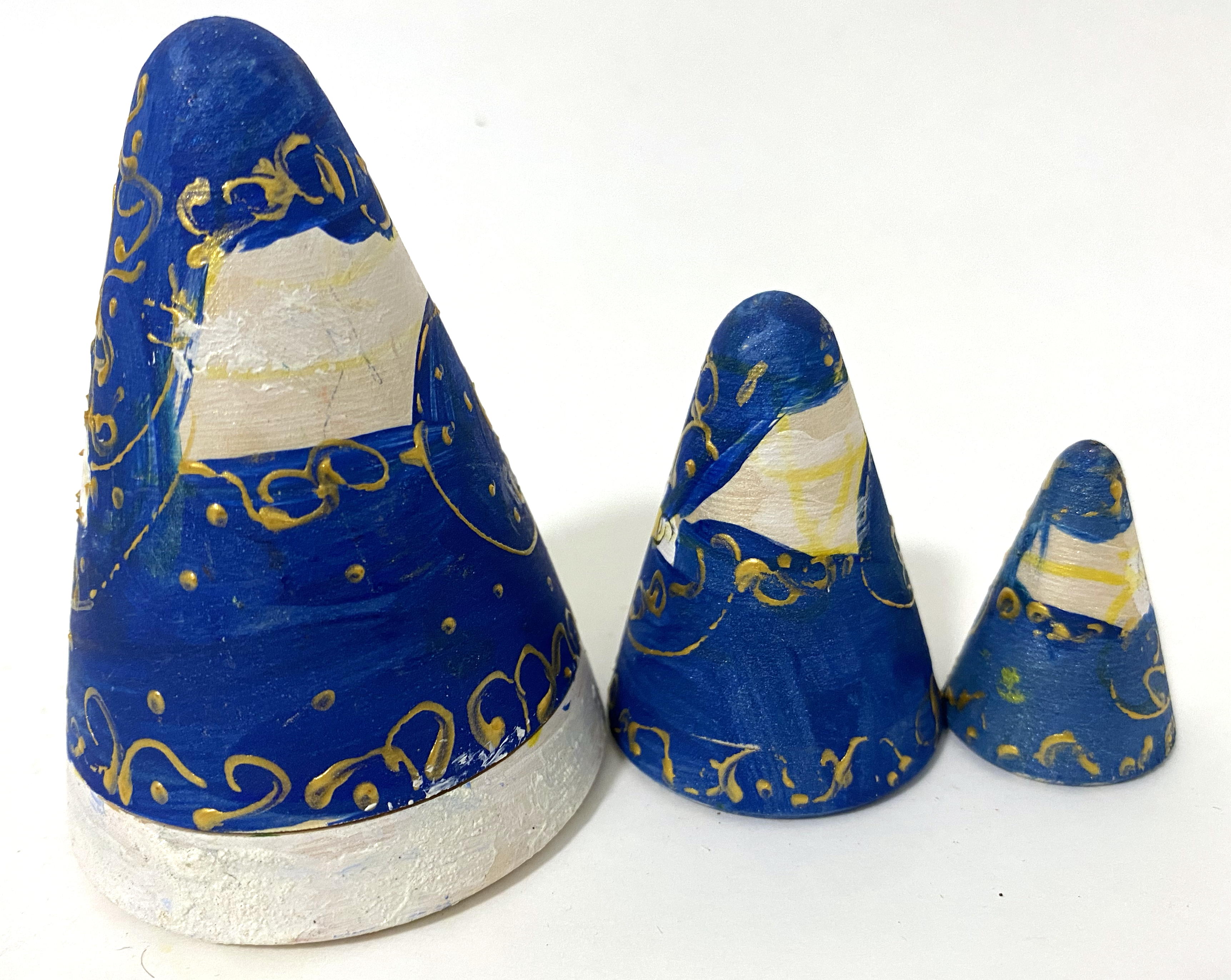 Xmas Matryoshka Cone Santa set (3 nested set)