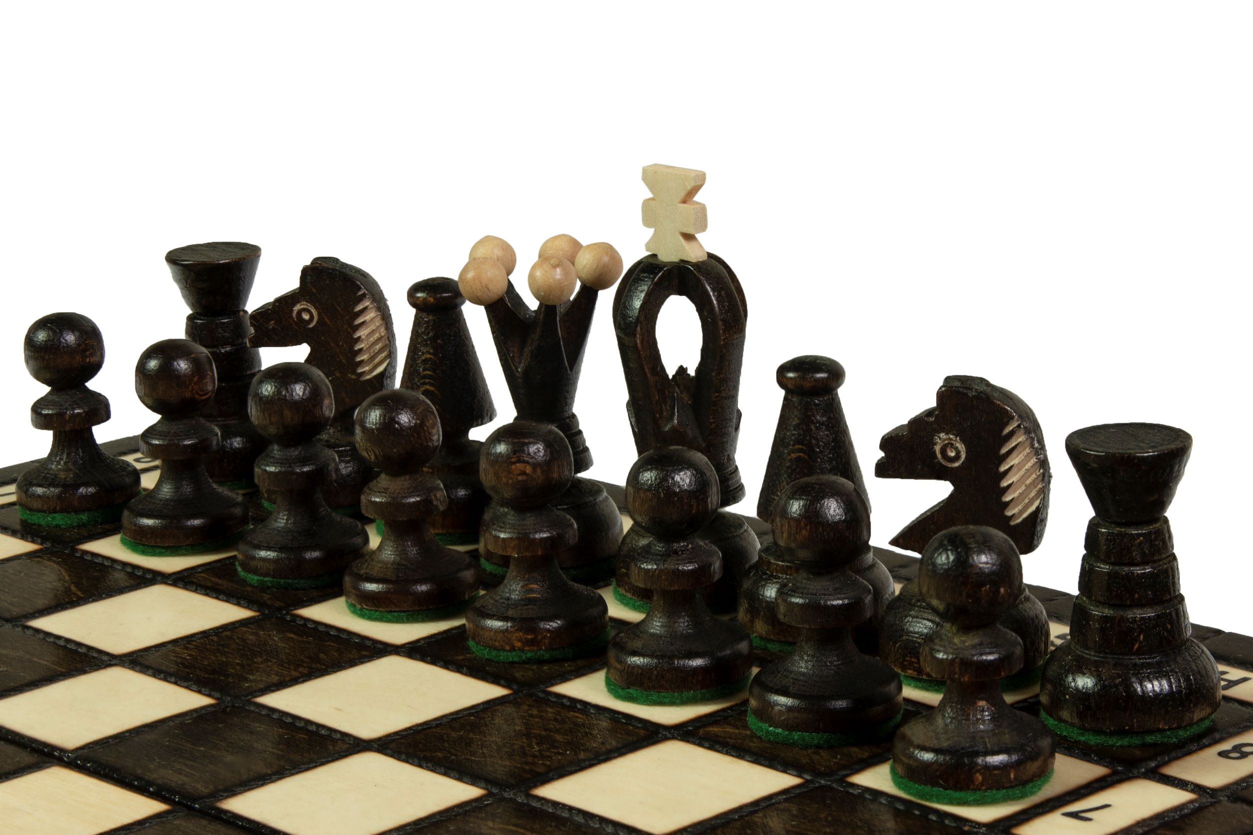 Handmade Wooden Chess Set - Small King's - Brown