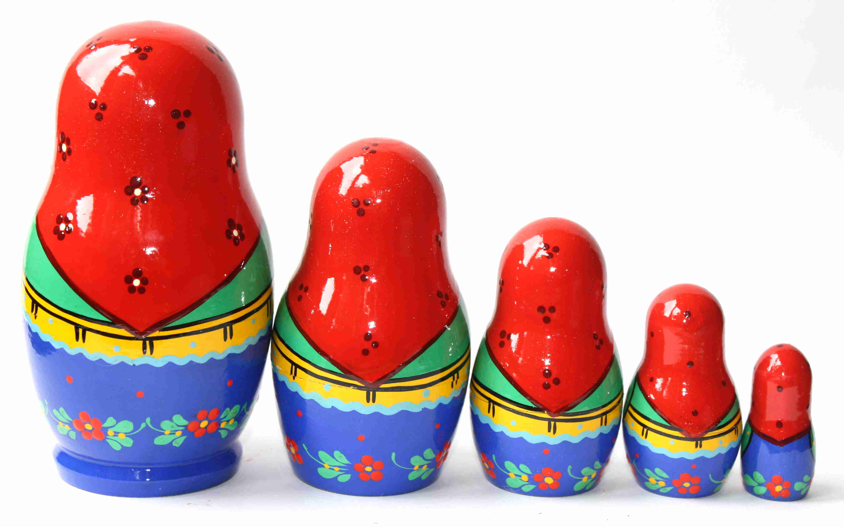 Artists Matryoshka Red & Green with Cat (5 nested set)