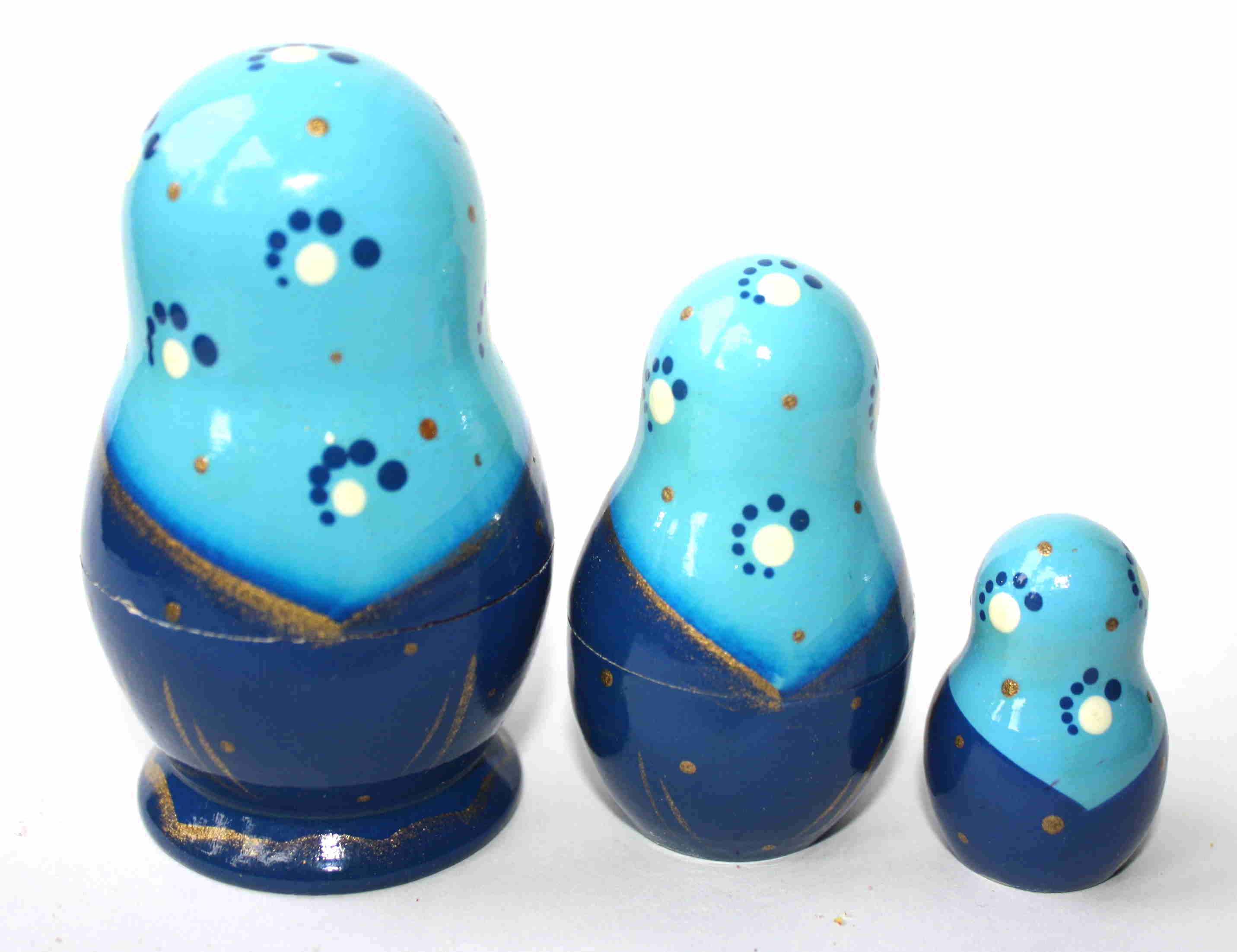 Artists Matryoshka Blue woman with blue shawl and candle (3 nested set)