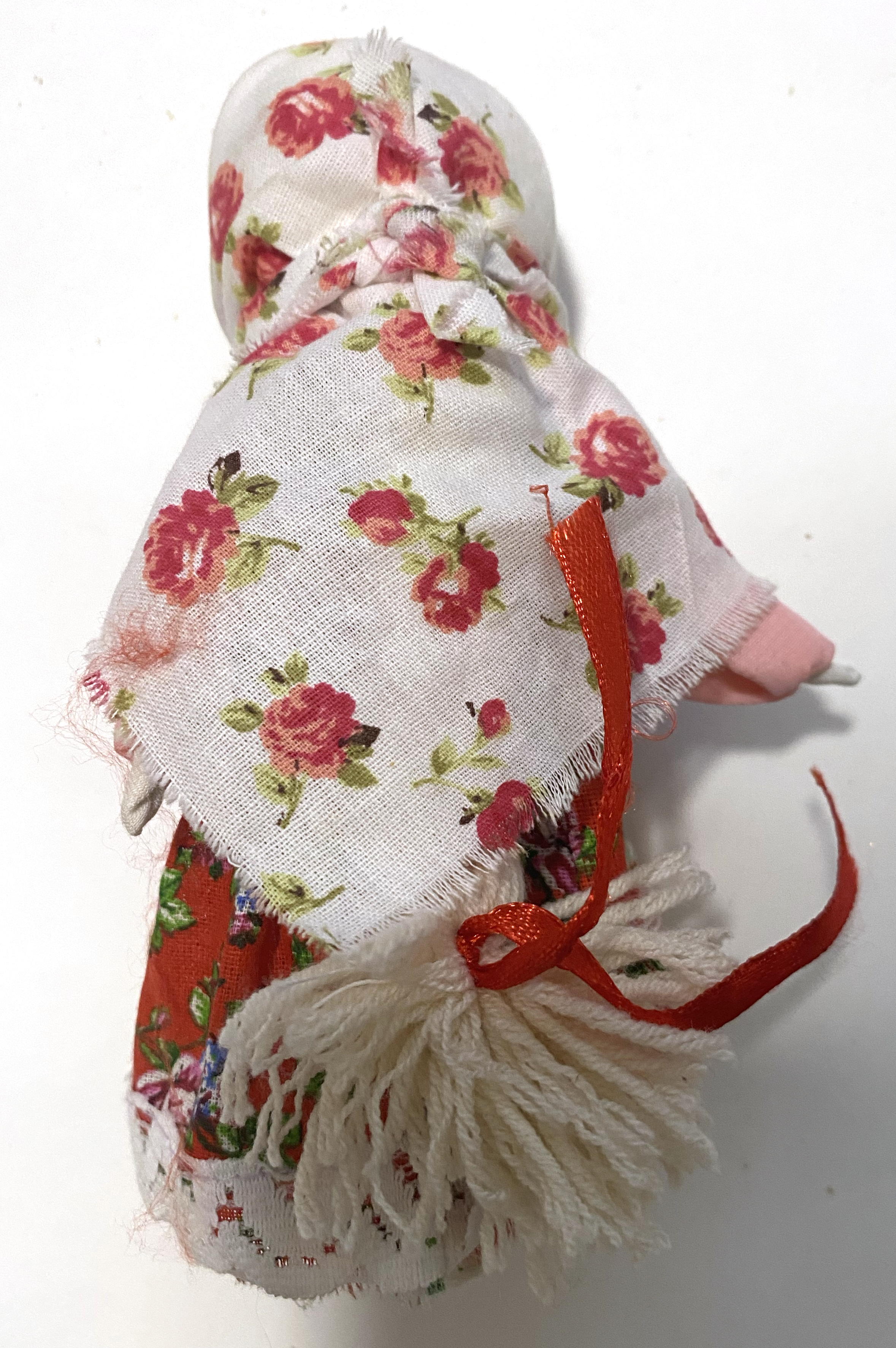 Cloth doll - red floral skirt