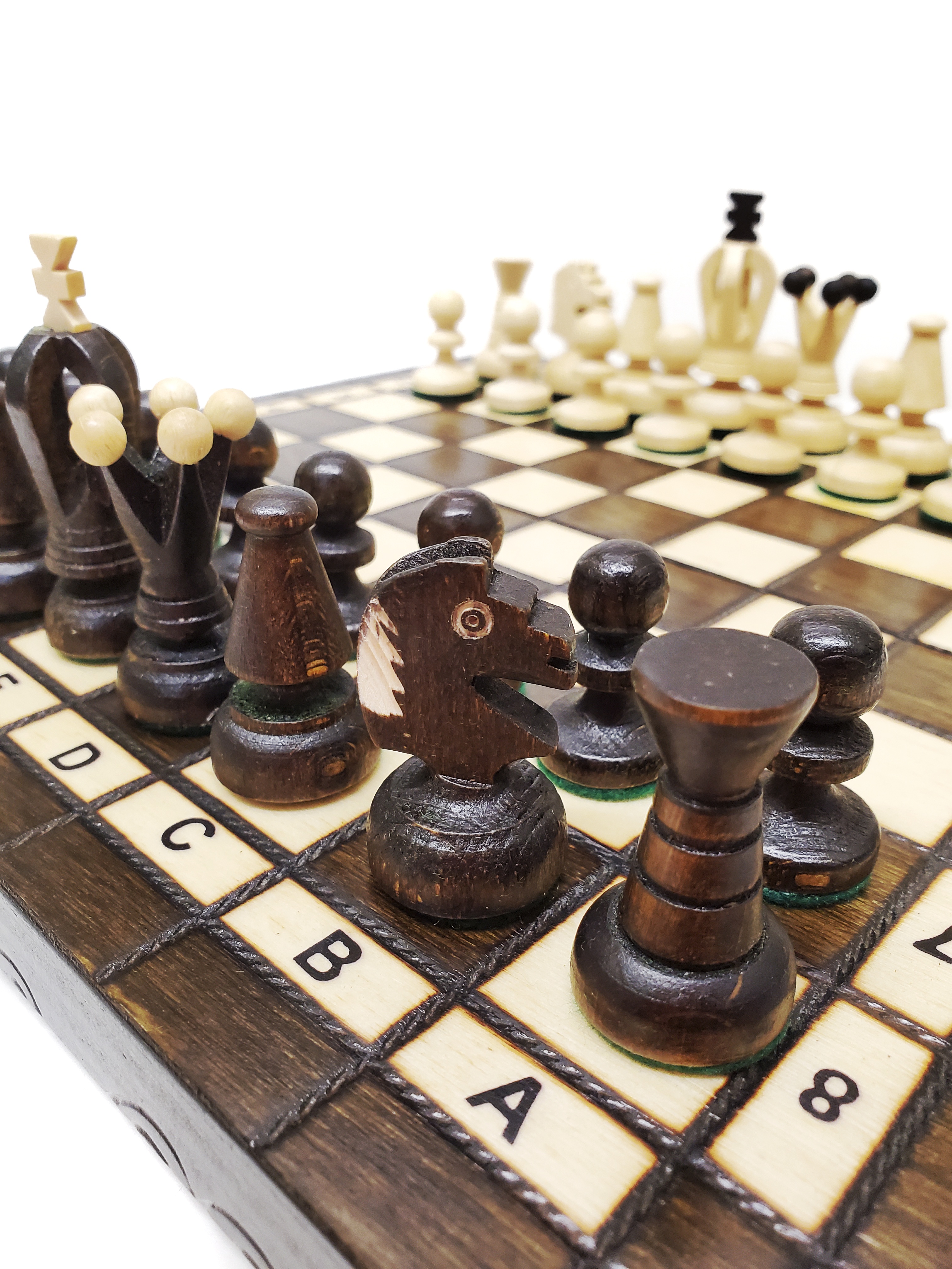Handmade Wooden Chess Set – Small king's