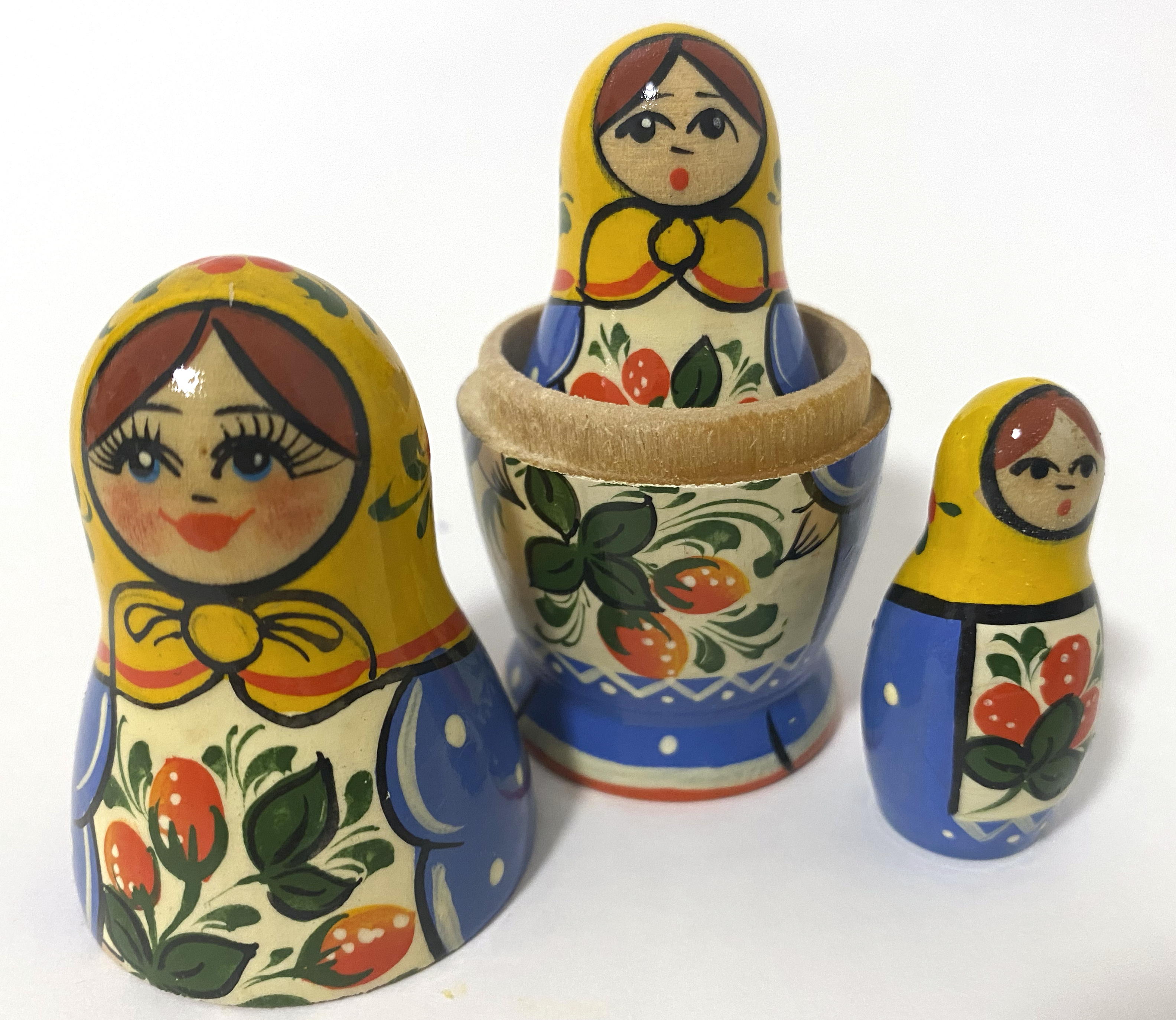 Vyatka Matryoshka Blue/yellow (3 nested set)