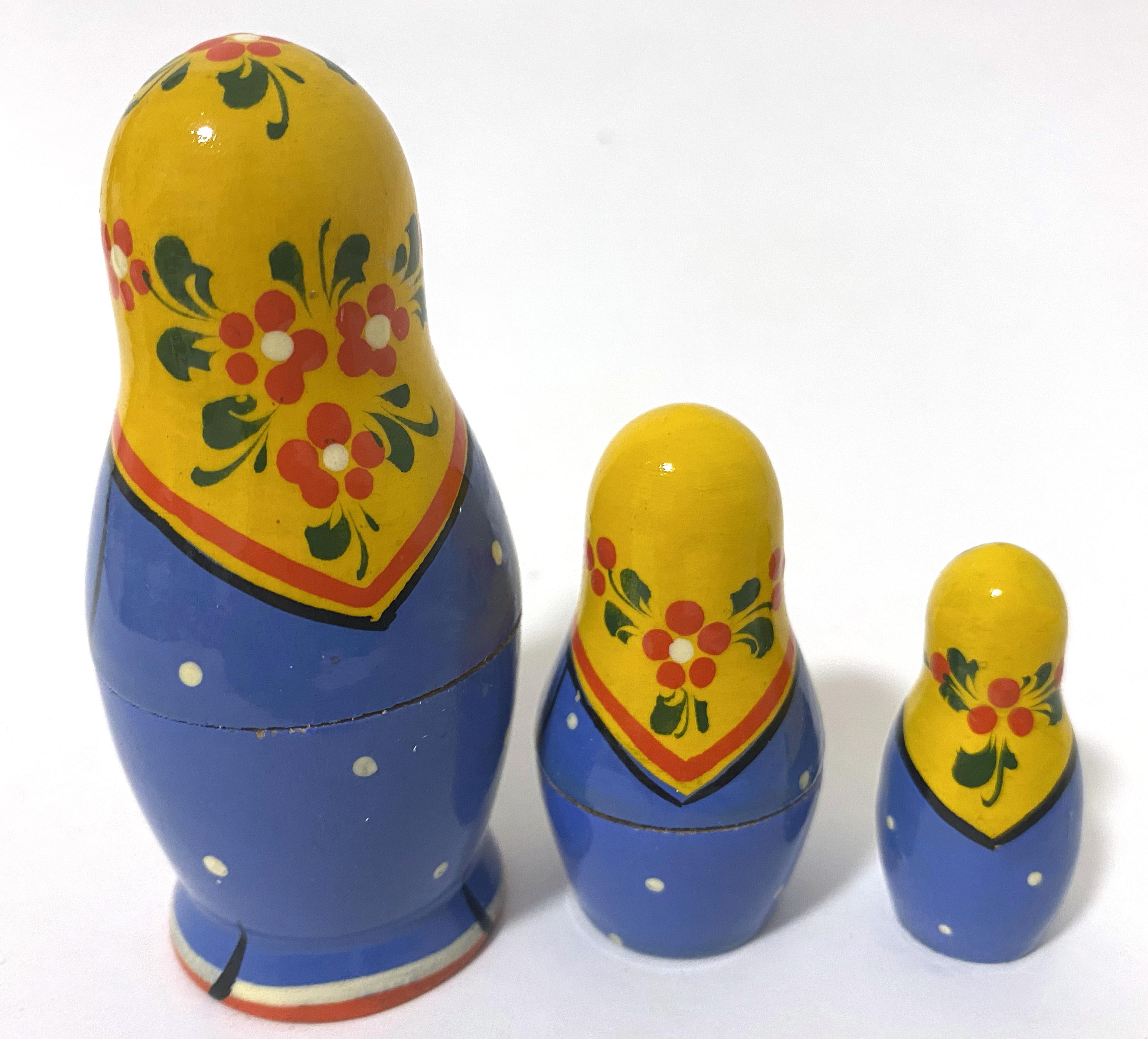 Vyatka Matryoshka Blue/yellow (3 nested set)